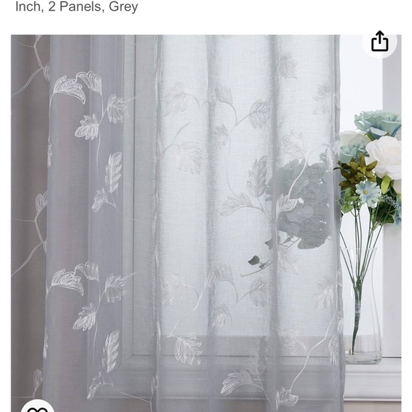 4 Haperlare Gray Leaf 🍃 embroidery curtains 26" x 45" - Picture 1 of 5